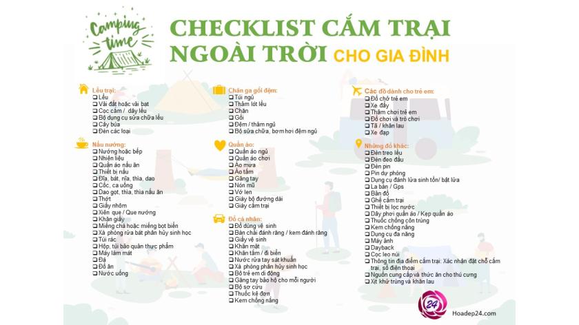 Cùng Hoadep24 lên danh sách đồ mang đi cắm trại – có bản checklist để download